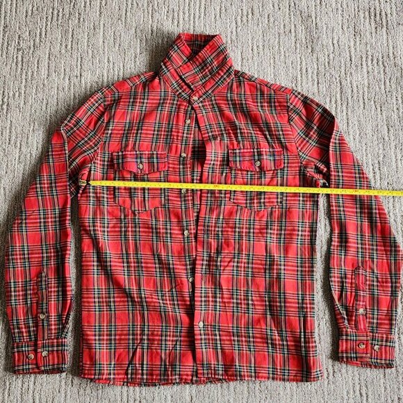 Shein Red Plaid Long Sleeve Shirt - Picture 1 of 3